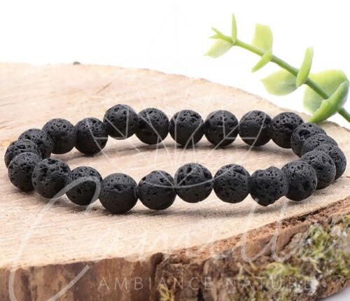 BRACELET BOULE 08MM PIERRE DE LAVE AB