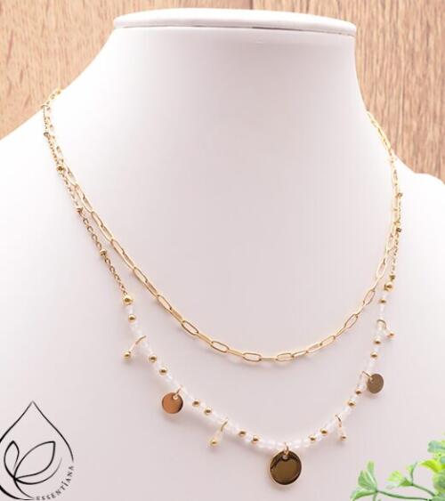 COLLIER IRIS DORÉ CRISTAL DE ROCHE A