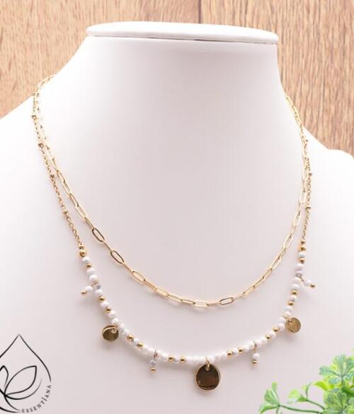 COLLIER IRIS DORÉ HOWLITE BLANCHE A
