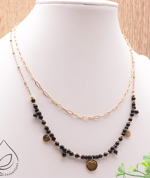 COLLIER IRIS DORÉ ONYX A